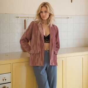 Nurode pink velvet blazer jacket XS